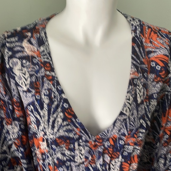 ANTHROPOLOGIE Maeve Cathy Pleated Blue Jungle Top Medium - Picture 6 of 11
